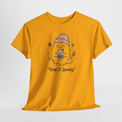 Keep It Spooky Ghost Tee — Cute Fall Halloween Shirt with Pumpkin Latte