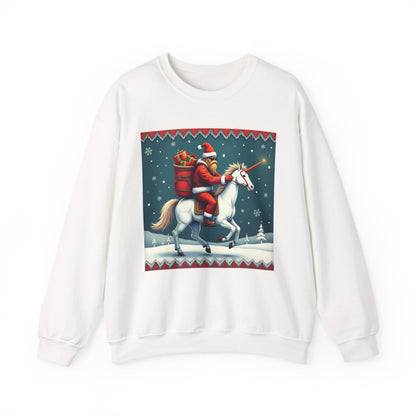 Santa Squatch on Unicorn, Unisex Heavy Blend™ Crewneck Sweatshirt