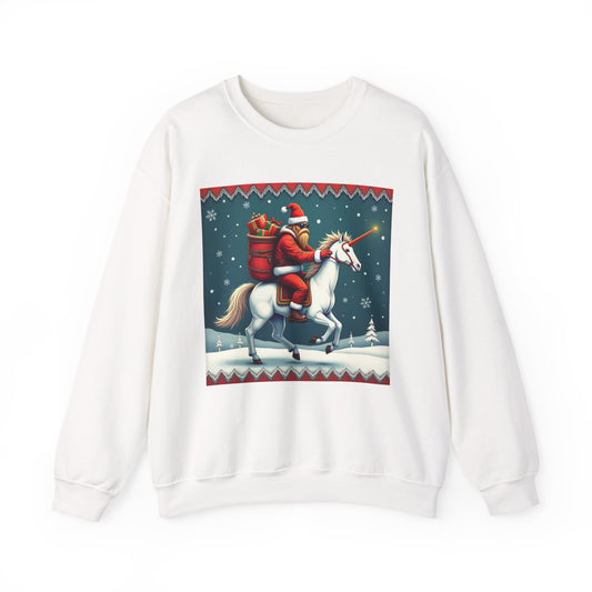 Santa Squatch on Unicorn, Unisex Heavy Blend™ Crewneck Sweatshirt