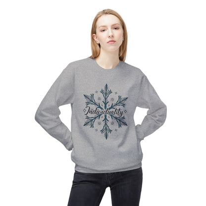 Individuality Crewneck Sweatshirt — Floral Snowflake Graphic
