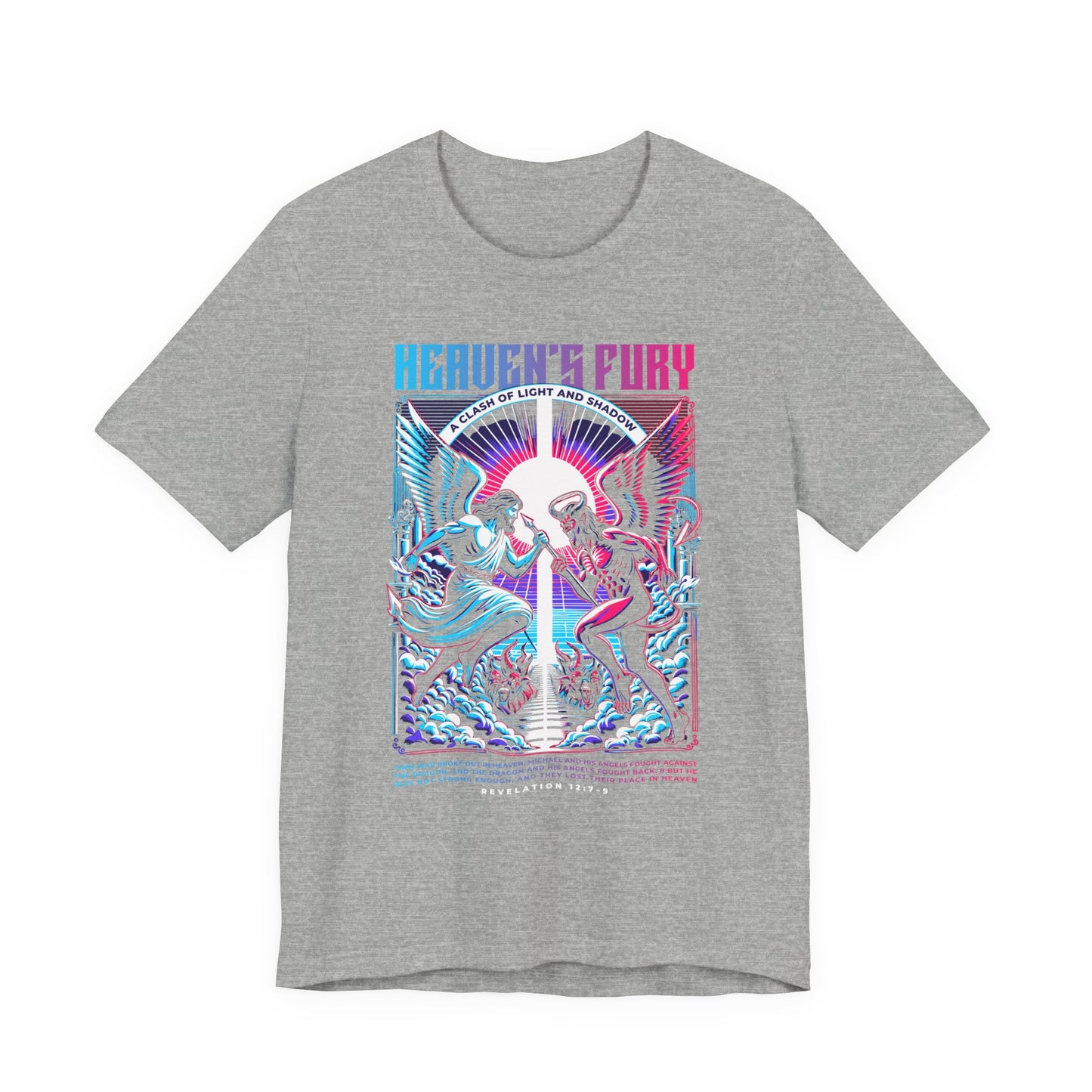 Heaven's Fury Graphic Tee — Neon Angel vs Demon Battle T-Shirt