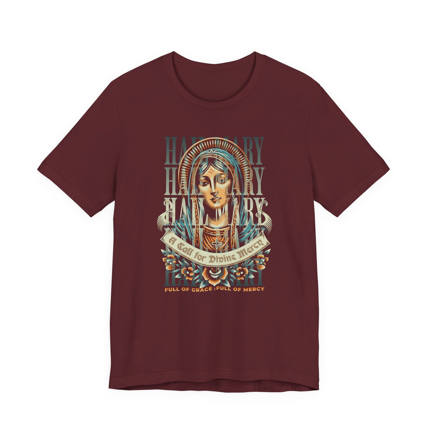 Mary Ave Maria Graphic Tee — 'Ave Maria' Vintage Religious Portrait T‑Shirt