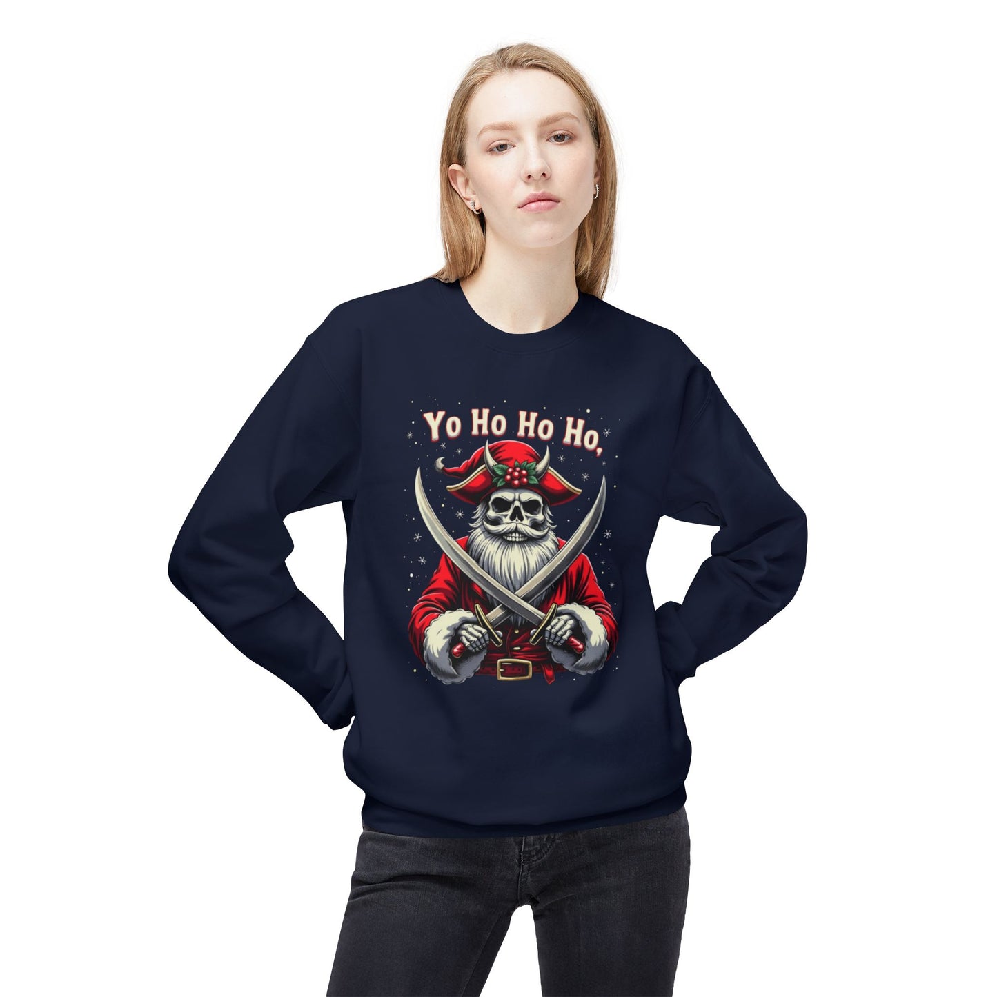 Pirate Christmas, Shiver Season, Unisex Midweight Softstyle Fleece Crewneck Sweatshirt