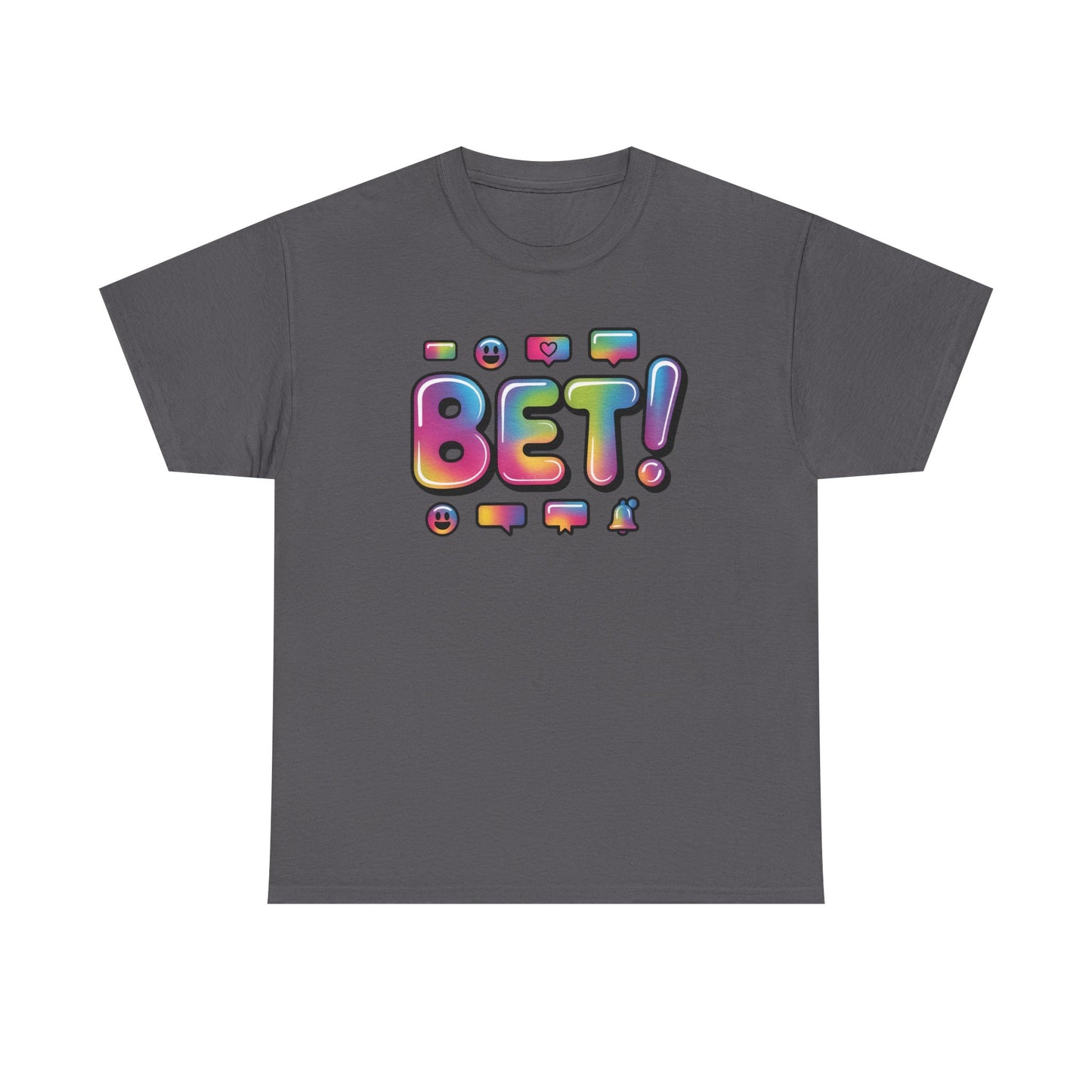 Bet! Colorful Speech Bubble Graphic Tee — Casual Youth Streetwear T-Shirt