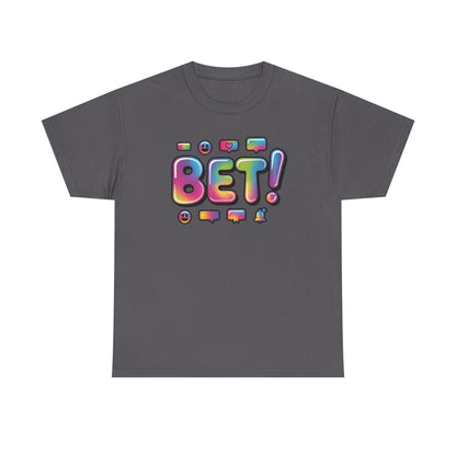 Bet! Colorful Speech Bubble Graphic Tee — Casual Youth Streetwear T-Shirt