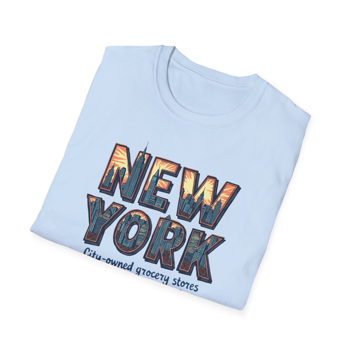 New York Vintage Cityscape T-Shirt — City-Owned Grocery Stores Retro Graphic Tee