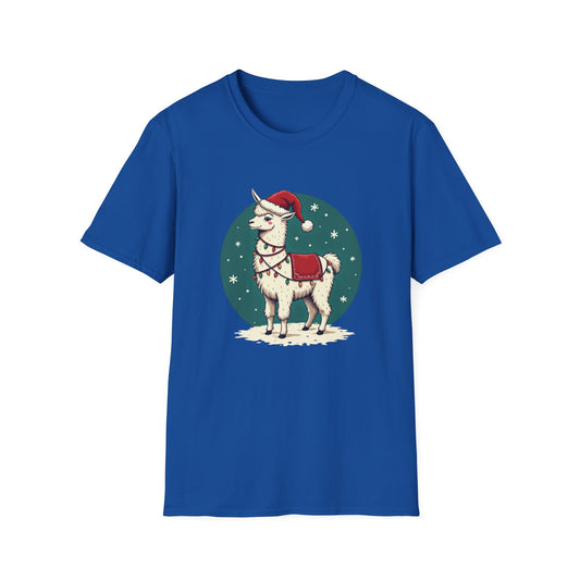 Christmas Llama T-Shirt — Cute Santa Hat Holiday Graphic Tee