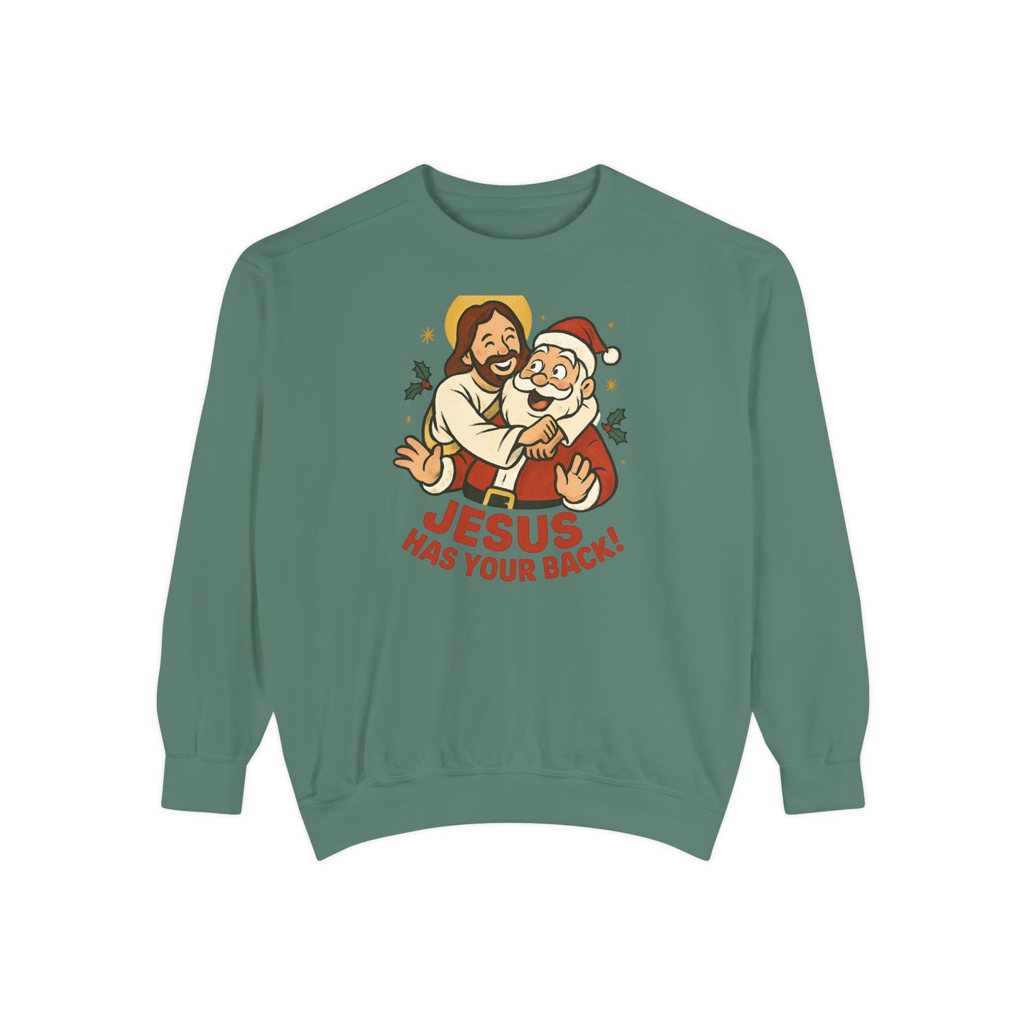 Christian Sweatshirt Jesus Santa Holidays Back Support