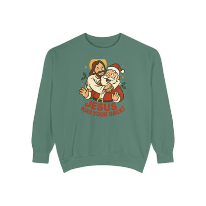 Christian Sweatshirt Jesus Santa Holidays Back Support