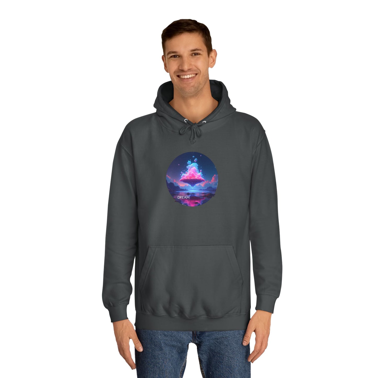 Hoodie — Neon Vaporwave Mountain Graphic Pullover