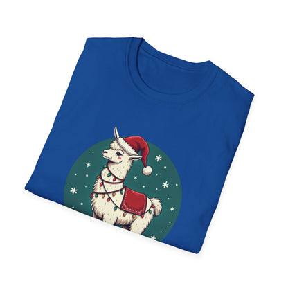 Christmas Llama T-Shirt — Cute Santa Hat Holiday Graphic Tee