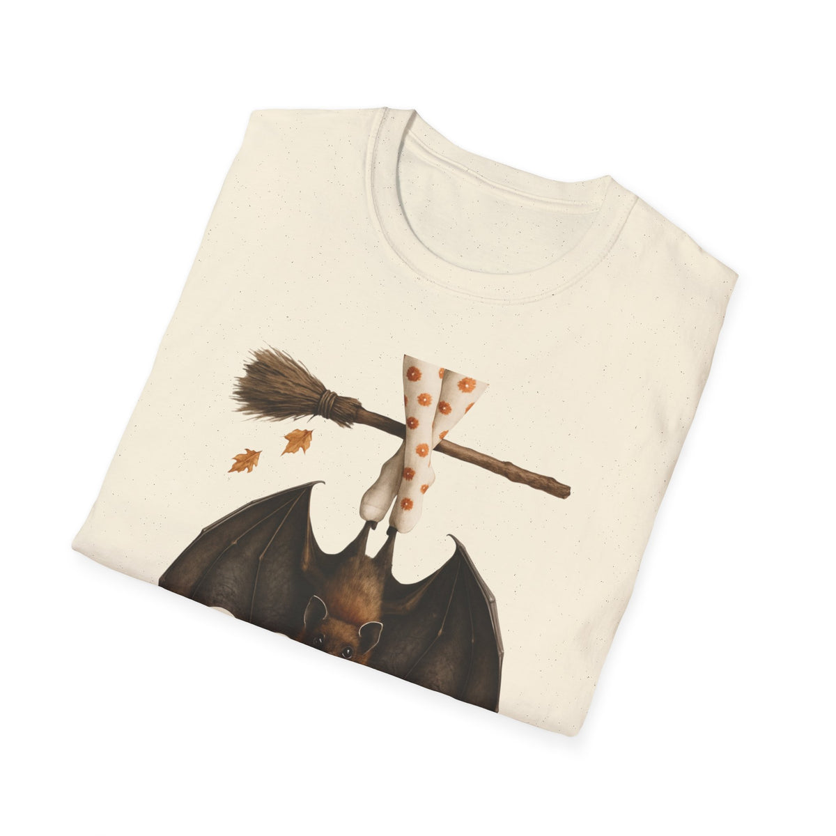 Bat and Bubblegum Unisex Softstyle T-Shirt, Halloween Top, Whimsical Graphic Tee, Cute Gift for Animal Lovers, Fall Vibes