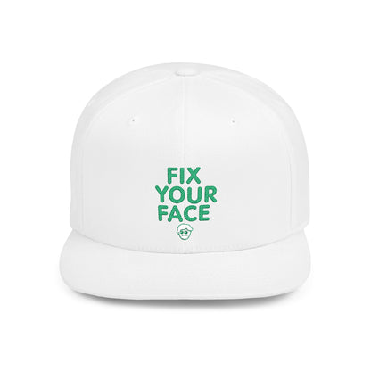 Fix Your Face-Leah, Flat Bill Snapback Cap, Trendy Snapback Hat, Funny Quote Hat, Casual Streetwear Cap, Unique Gift for Friends