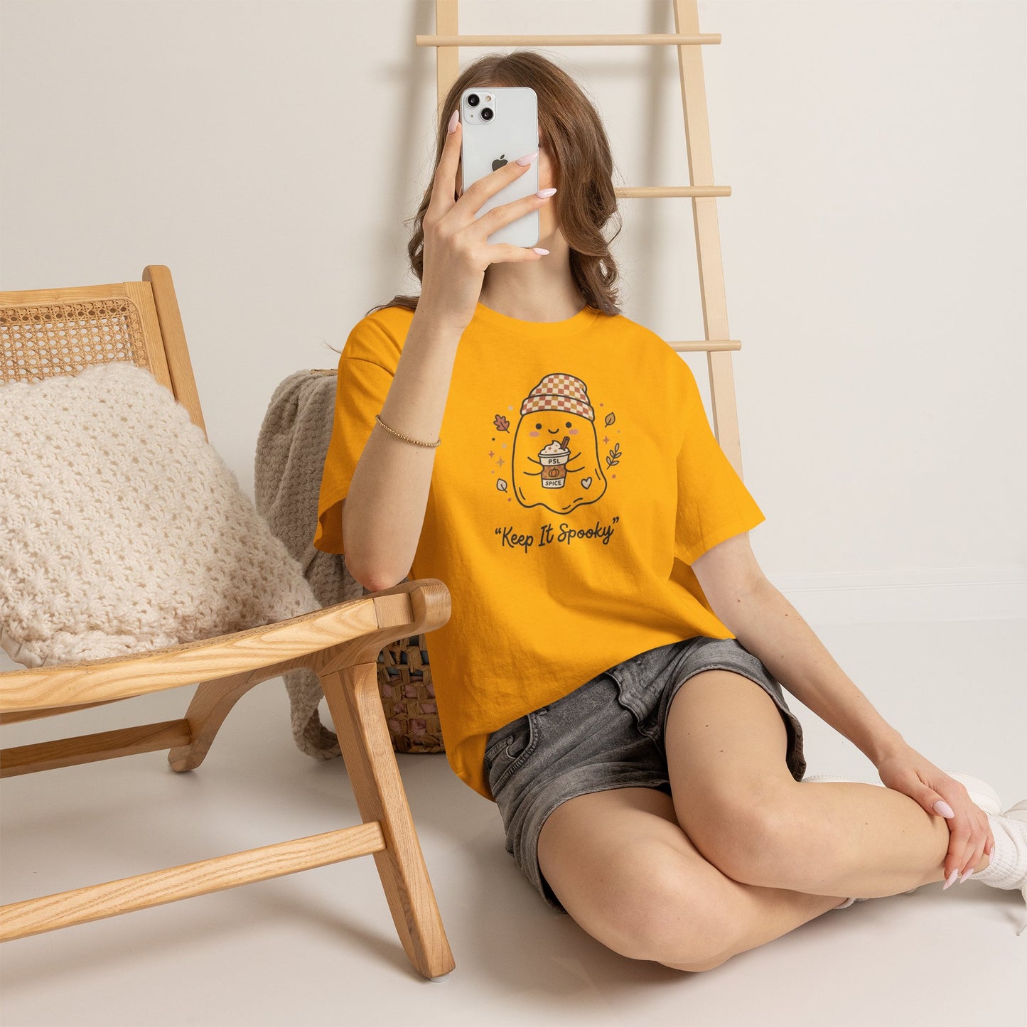 Keep It Spooky Ghost Tee — Cute Fall Halloween Shirt with Pumpkin Latte