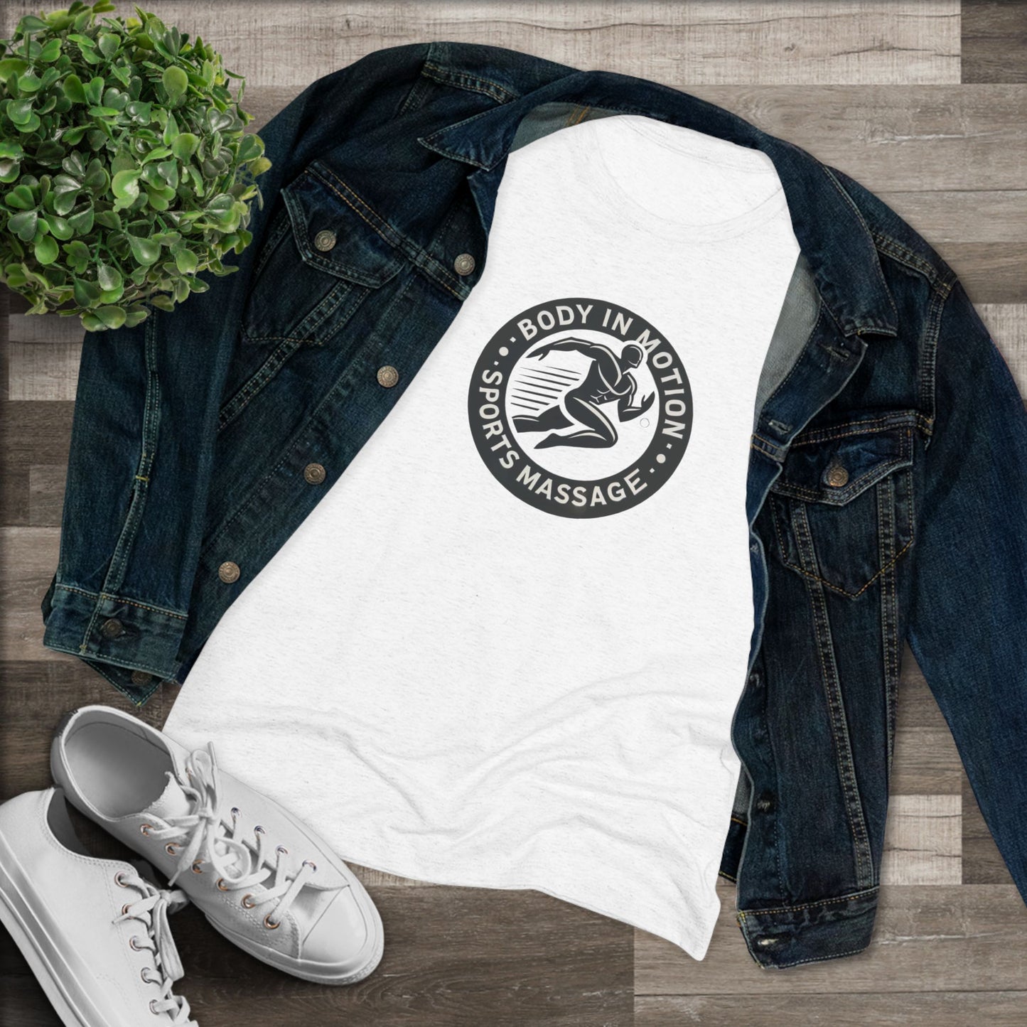 Sports Massage, Women’s Triblend Tee — "Body in Motion Sports Massage" Logo Shirt