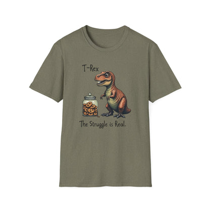Funny T-Rex, The Struggle is real, T-Shirt, Dinosaur Gift, Unisex Apparel, Quirky Graphic Tee, Perfect for Birthdays and Parties - Psychonaut Swag