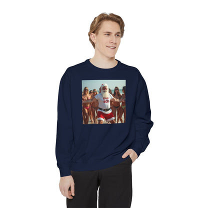 Santa Dad Bod Beach Bod, Unisex Garment-Dyed Sweatshirt