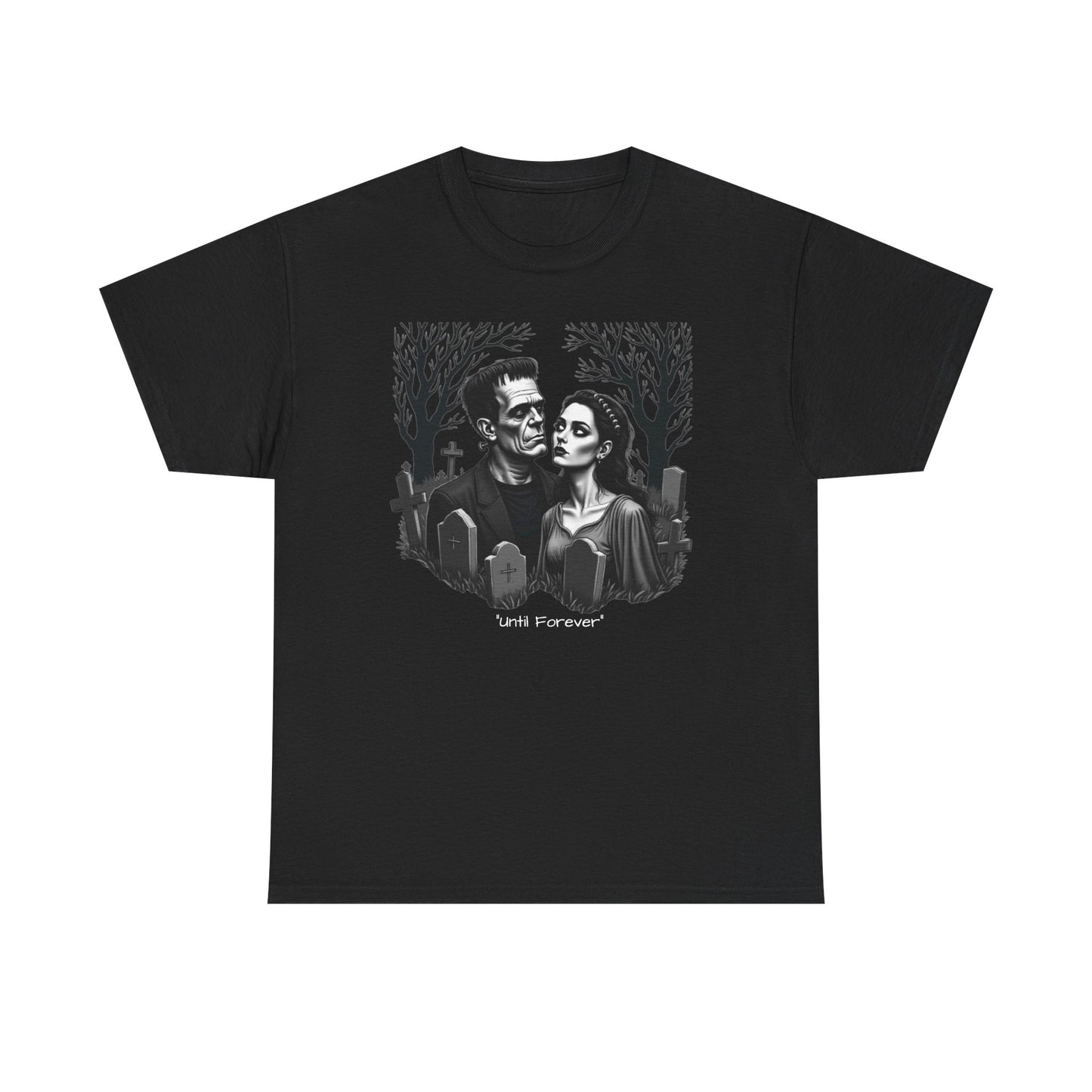 Gothic 'Until Forever' Couple Tee — Anniversary Season Graphic T-Shirt