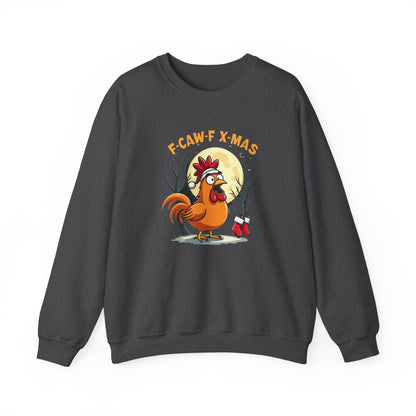 Christmas Rooster Sweatshirt - "F-CAW-F X-MAS" Funny Holiday Crewneck