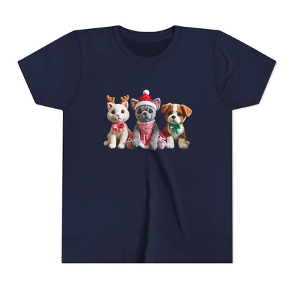 Kids Christmas Puppy Tee — Cute Festive Dogs in Santa Hats