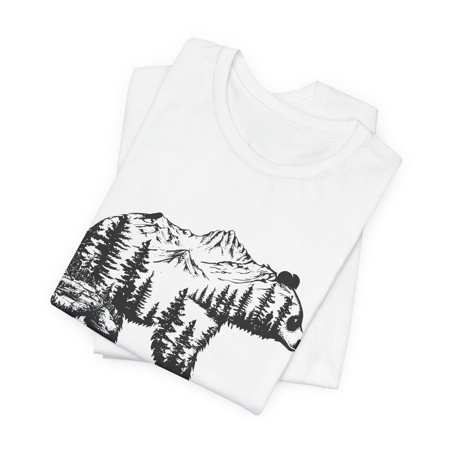Mountain Bear Graphic Tee — Forest Silhouette Nature T-Shirt
