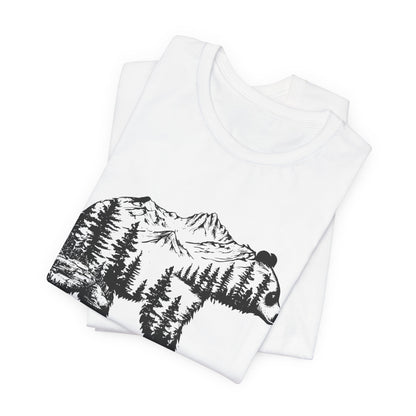 Mountain Bear Graphic Tee — Forest Silhouette Nature T-Shirt