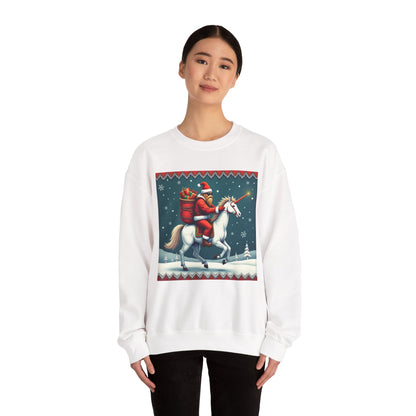 Santa Squatch on Unicorn, Unisex Heavy Blend™ Crewneck Sweatshirt