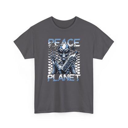 Peace Planet Alien T‑Shirt — Retro Sci‑Fi Graphic Tee