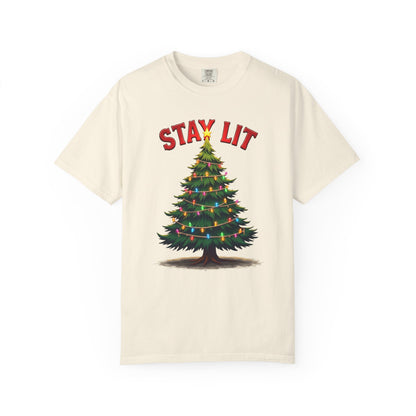 Stay Lit Christmas T-Shirt — Festive Holiday Tree Graphic Tee