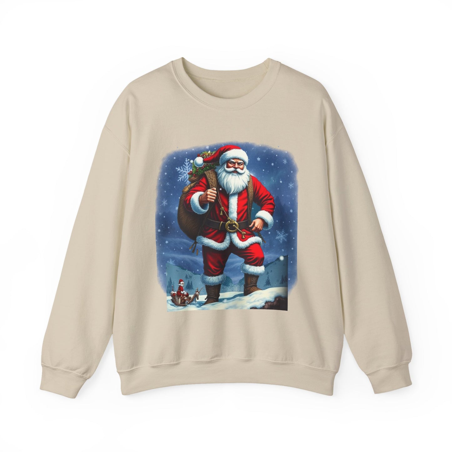 Santa Snow Hike, Graphic Sweatshirt – Vintage Holiday Christmas Crewneck
