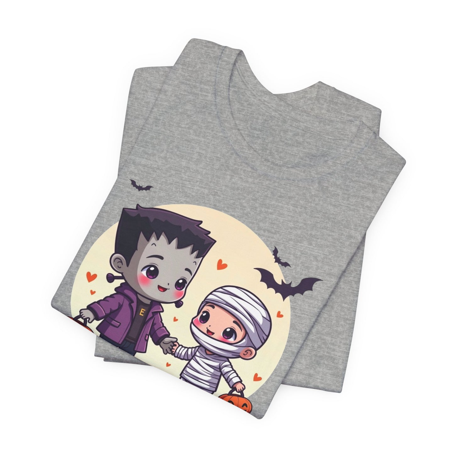 Cute Halloween Kids Tee — Frankenstein & Mummy Trick-or-Treat Graphic Shirt
