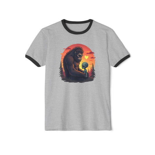 Bigfoot & Alien Sunset Ringer Tee
