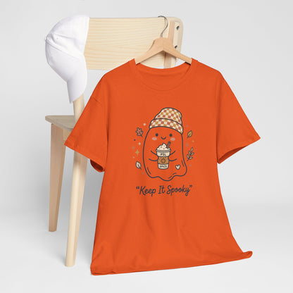 Keep It Spooky Ghost Tee — Cute Fall Halloween Shirt with Pumpkin Latte