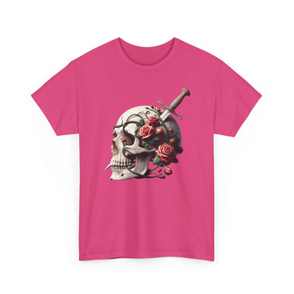 Skull & Roses Unisex Heavy Cotton Tee - Edgy Graphic T-Shirt for Alternative Fashion - Psychonaut Swag