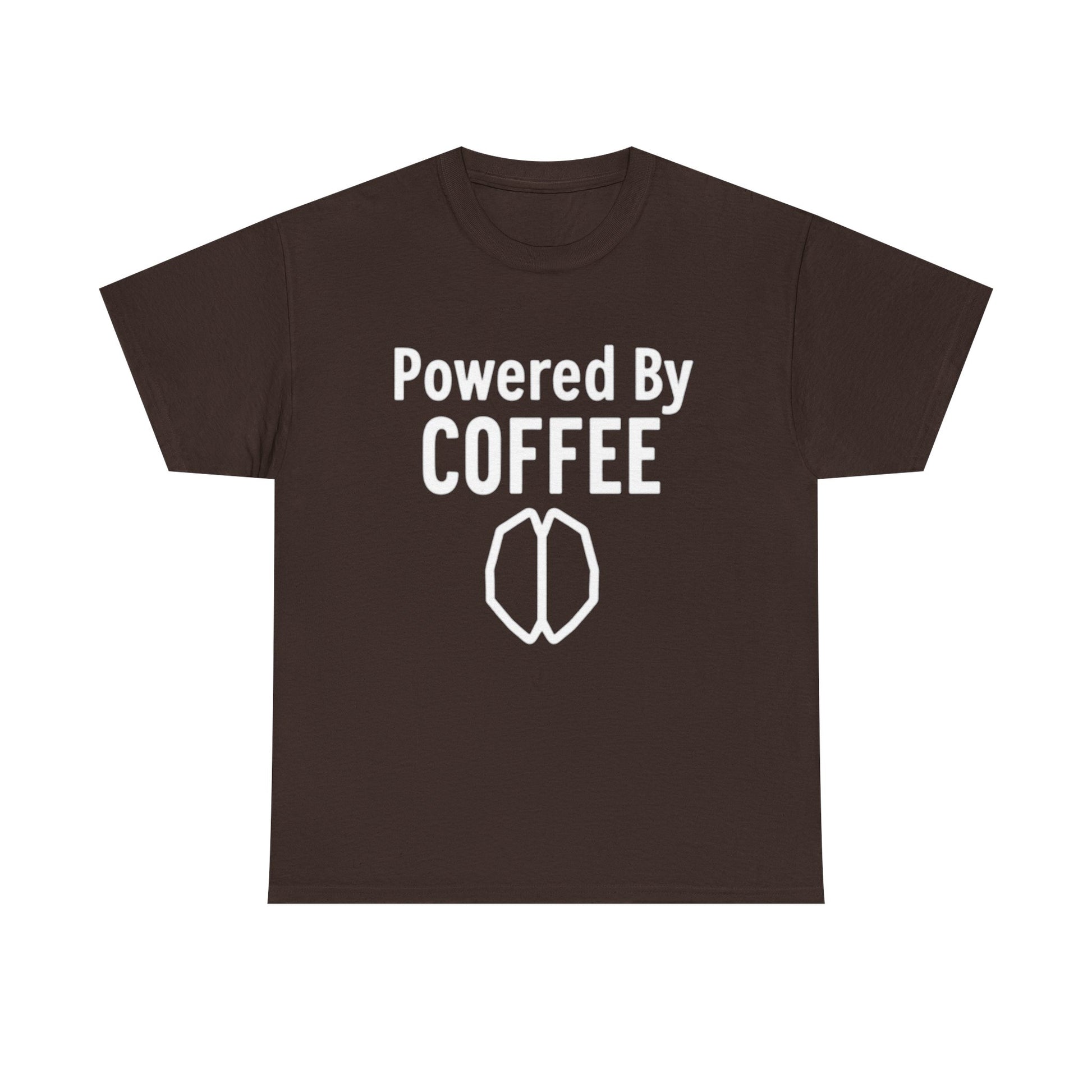 Powered By Coffee Unisex Heavy Cotton Tee, Funny Coffee Lover Shirt, Gift for Barista, Casual Wear, Perfect for Birthdays, Everyday Use - Psychonaut Swag