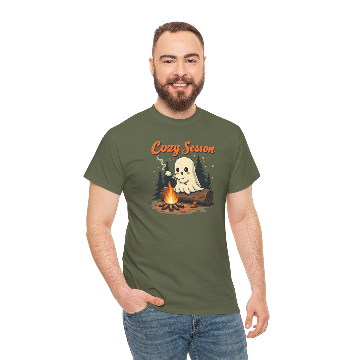 Cozy Season Tee — Cute Ghost Campfire Halloween T-Shirt