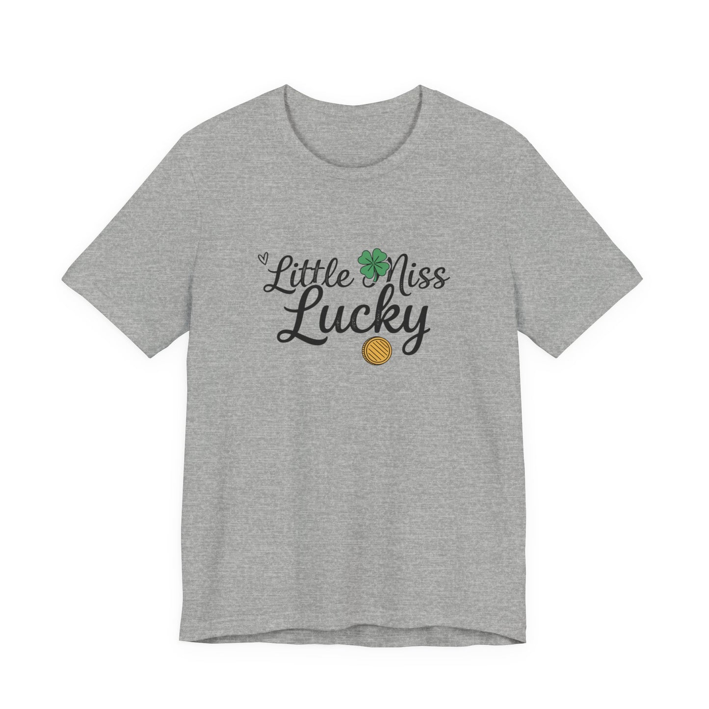 Little Miss Lucky T-Shirt — St. Patrick’s Day Girls’ Tee with Shamrock & Gold Coin
