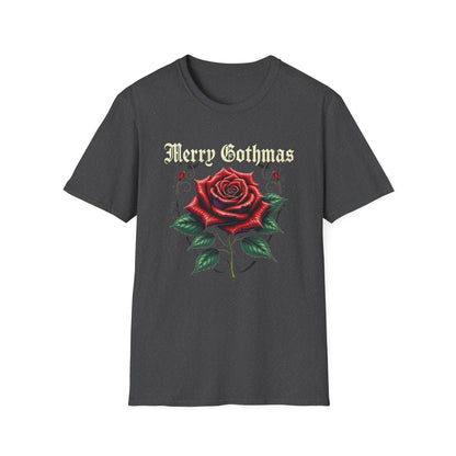 Gothic Christmas T-Shirt — "Merry Gothmas" Rose Holiday Tee
