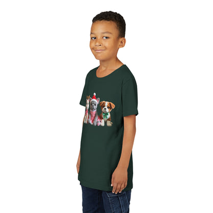 Kids Christmas Puppy Tee — Cute Festive Dogs in Santa Hats