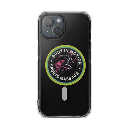Sports Massage, Clear Magnetic Phone Case — "Body in Motion Sports Massage" PopGrip Compatible