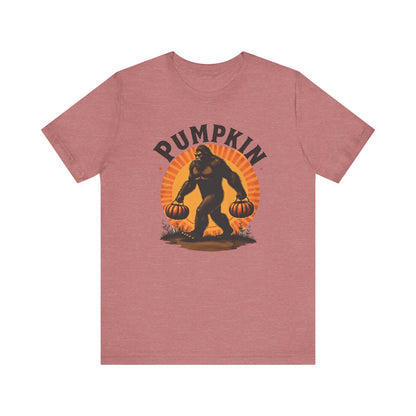 Pumpkin Bigfoot T-Shirt – Unisex Harvest Tee for Fall, Halloween, Autumn Celebrations, Gift for Nature Lovers, Casual Wear