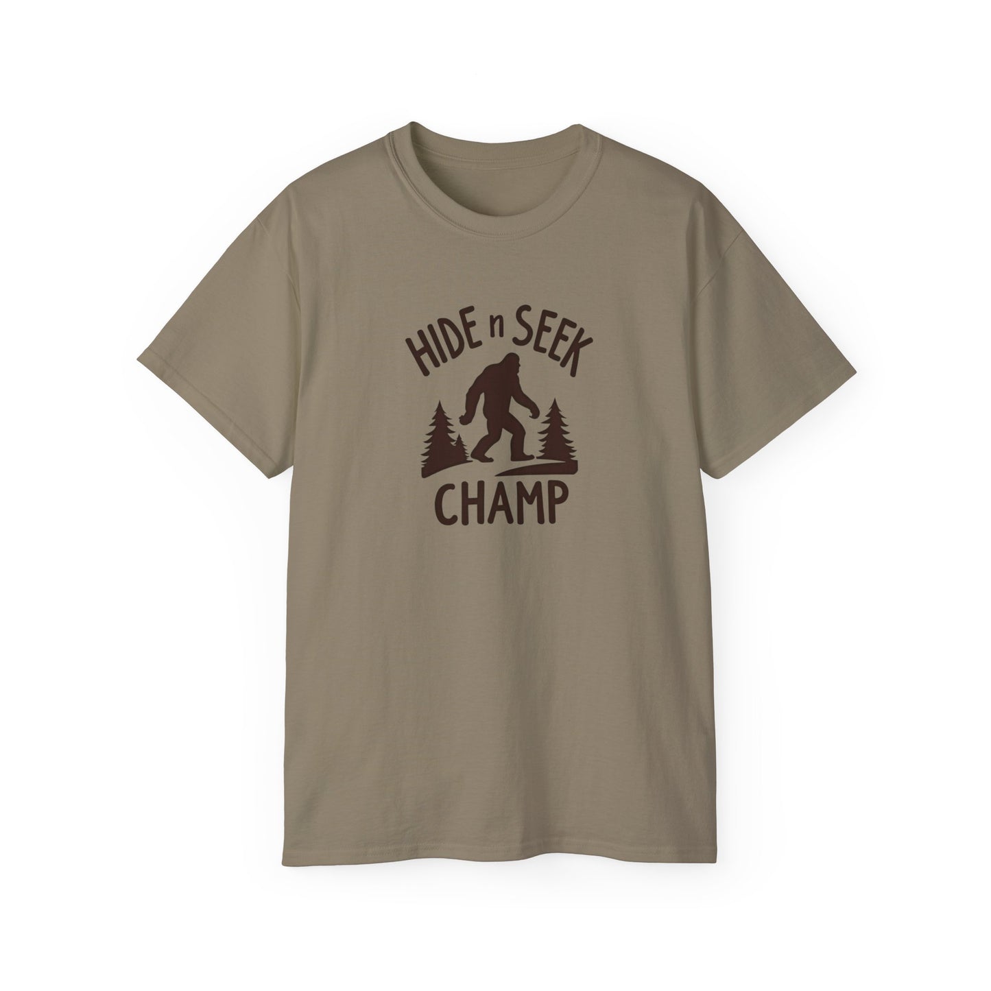 Hide n Seek Champ T-Shirt — Funny Bigfoot Sasquatch Tee