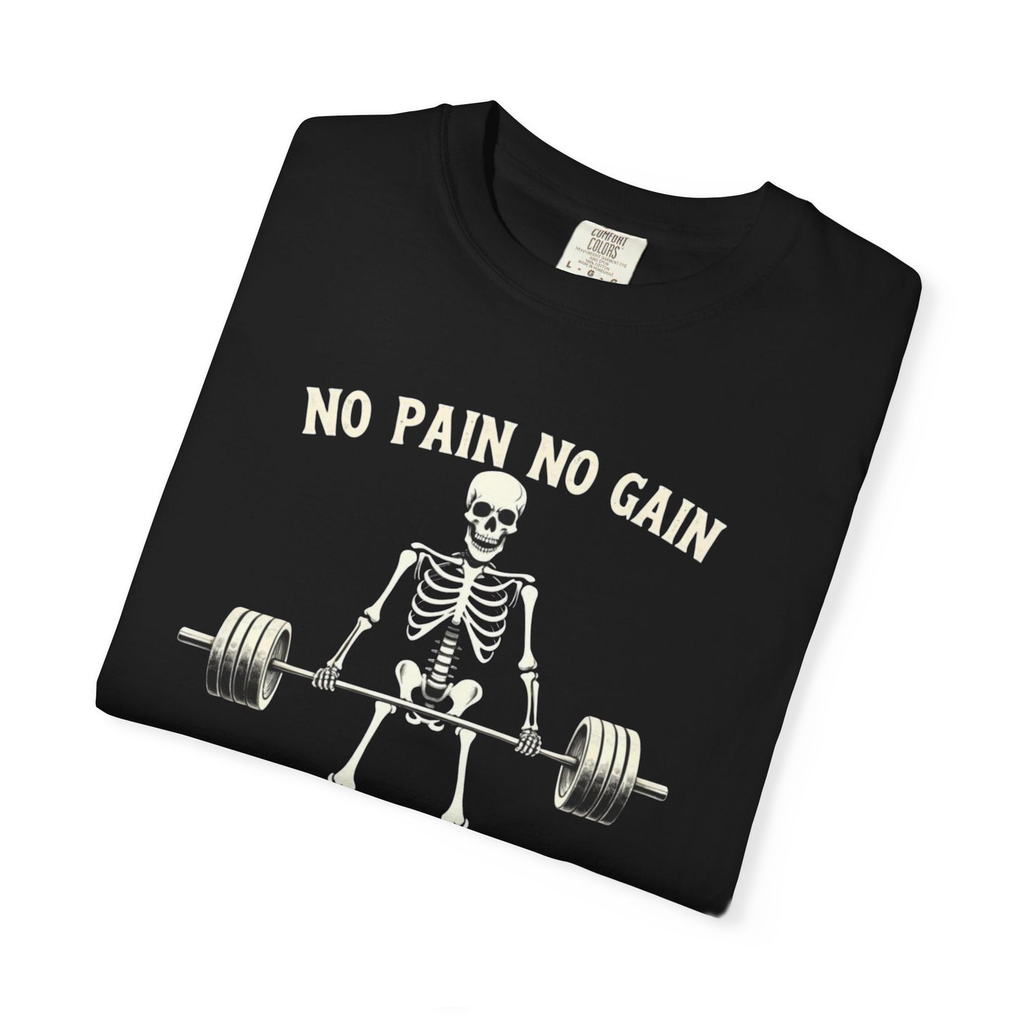 Deadlift Skeleton T-Shirt — “No Pain No Gain” Weightlifting Gym Tee