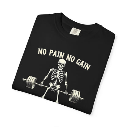 Deadlift Skeleton T-Shirt — “No Pain No Gain” Weightlifting Gym Tee
