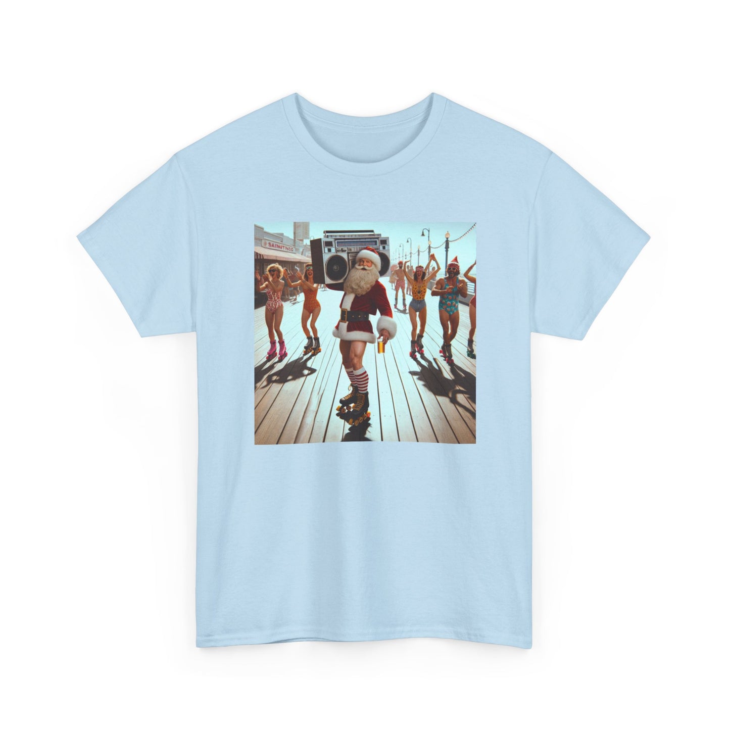 Santa Boombox Retro Christmas Tee — Holiday Dance Party T-Shirt