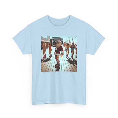 Santa Boombox Retro Christmas Tee — Holiday Dance Party T-Shirt