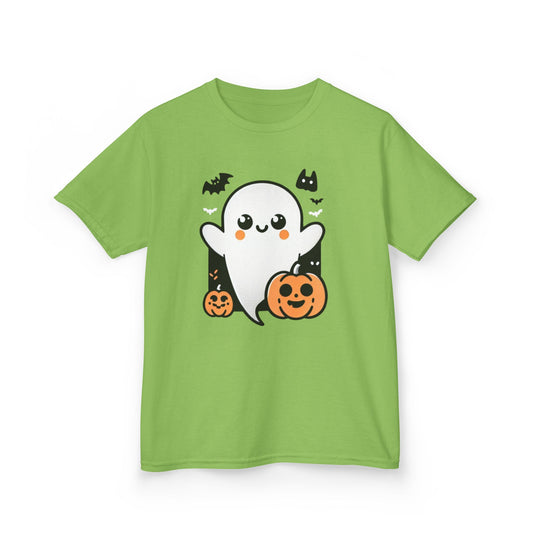 Kids Halloween Tee, Ghost Trick or Treat Top, Autumn Fun Apparel, Pumpkin Graphic Tee, Festive Kidswear