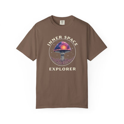 Inner Space Explorer T-Shirt, Unisex Graphic Tee, Cosmic Mushroom Apparel, Gift for Nature Lovers, Casual Wear for Adventurers - Psychonaut Swag