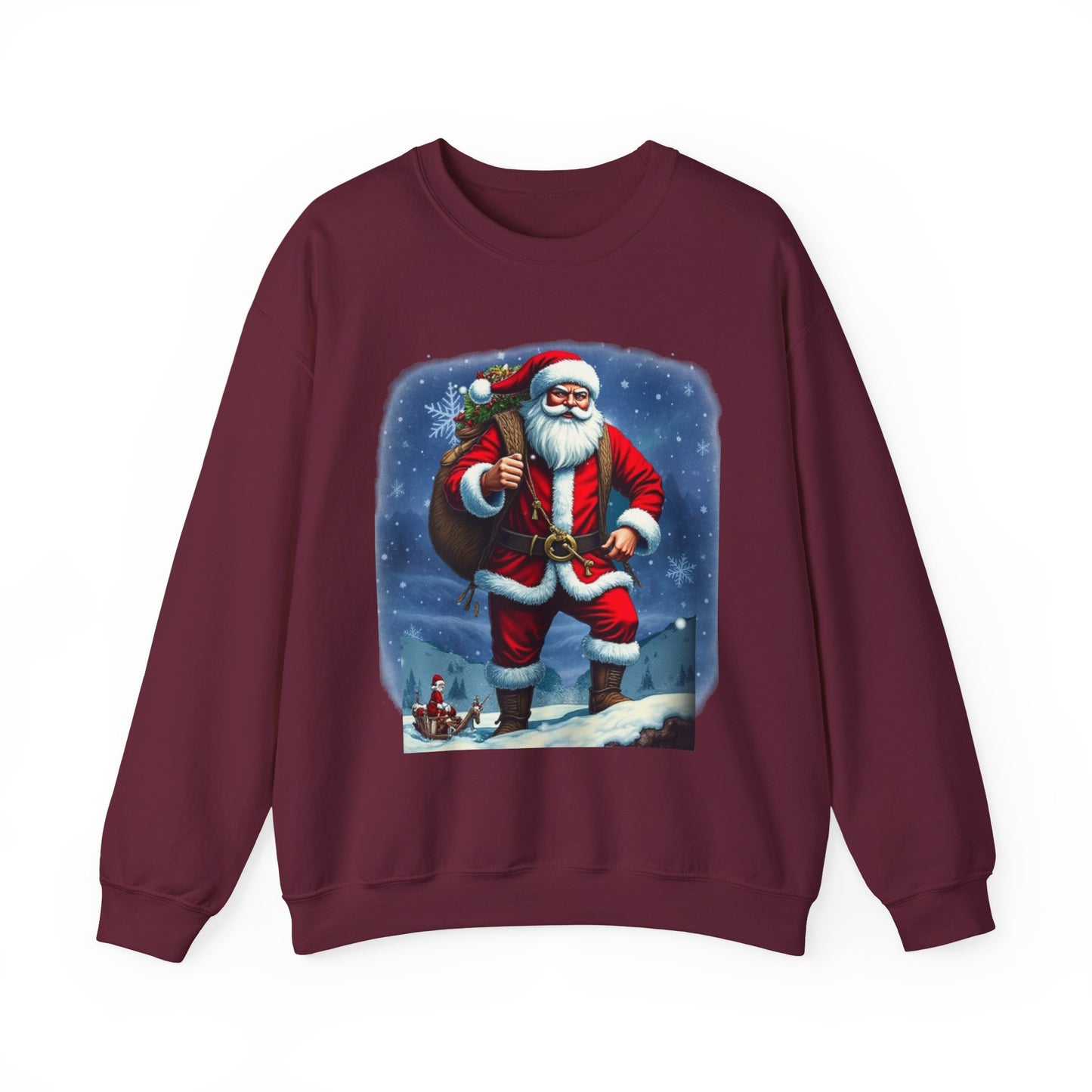 Santa Snow Hike, Graphic Sweatshirt – Vintage Holiday Christmas Crewneck