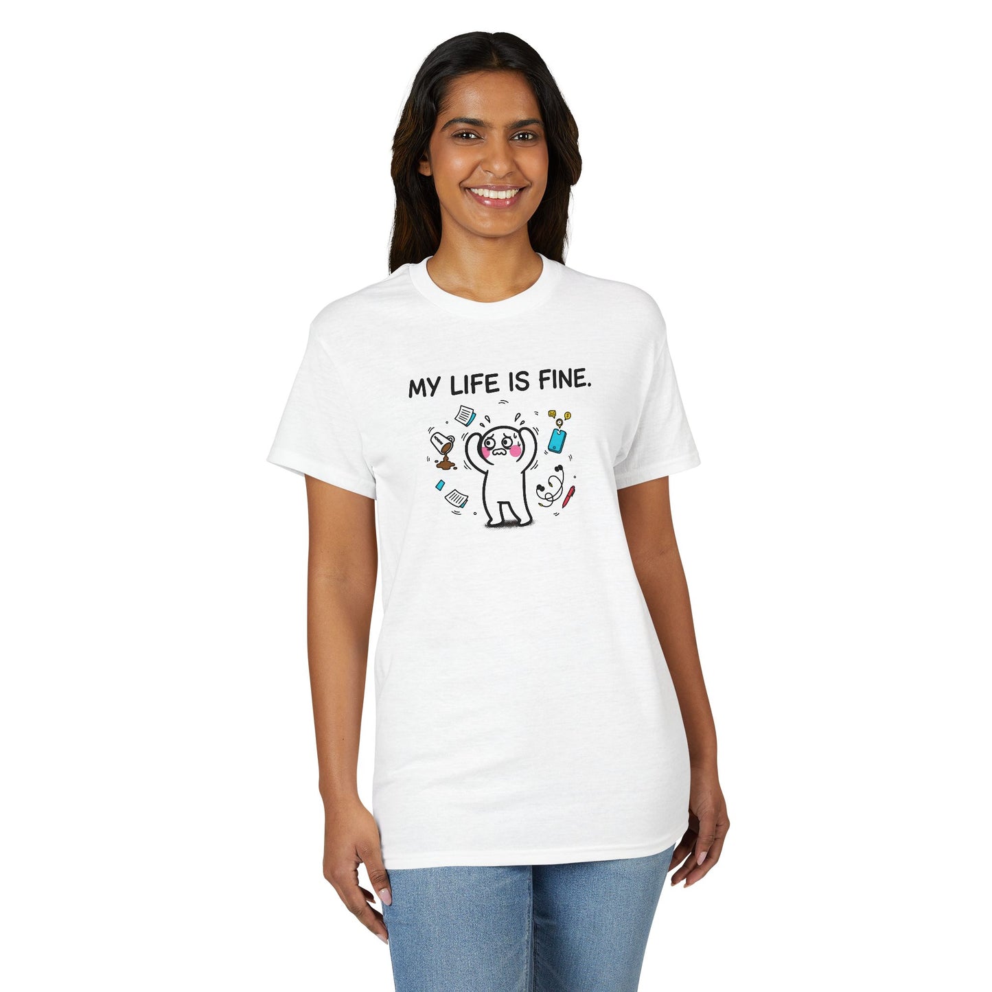 My Life Is Fine T-Shirt — Funny Cartoon Bear Graphic Tee